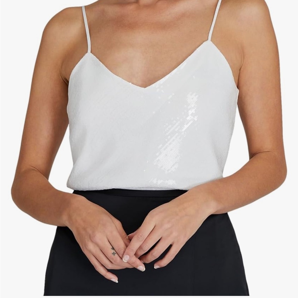White Sequin Cami Top